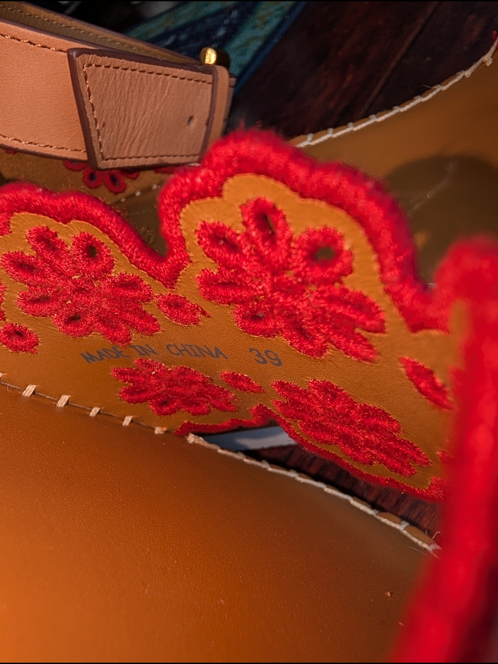 NWOT Glyn Platform Sandal in Chalk & Red Summer Wedge Espadrilles Size 39 8.5 - Picture 8 of 9